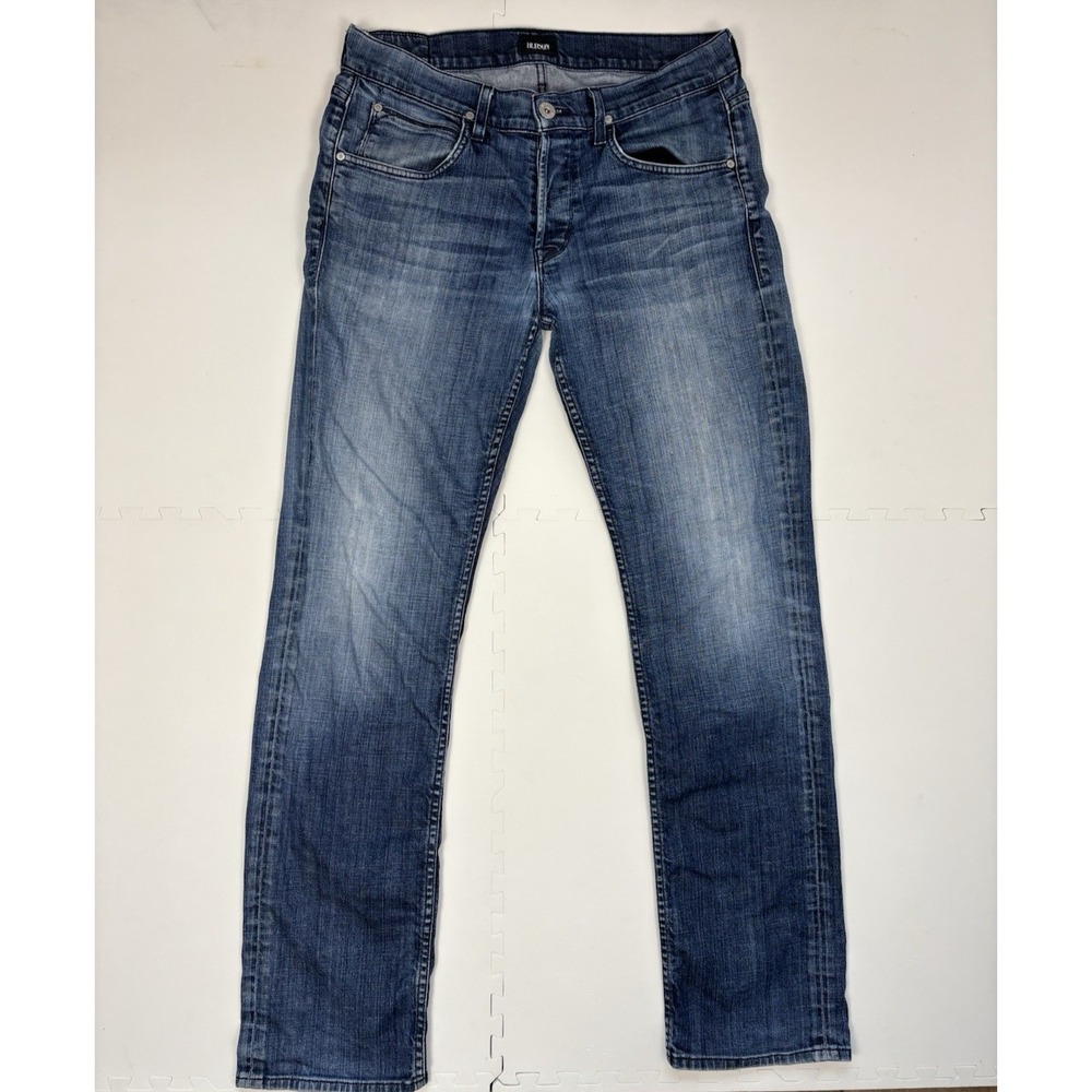 HUDSON Men's Jeans Byron Straight Distressed NM255ZAM - Size 34x32 Blue